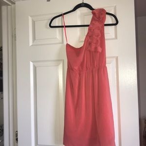 One shoulder coral sundress